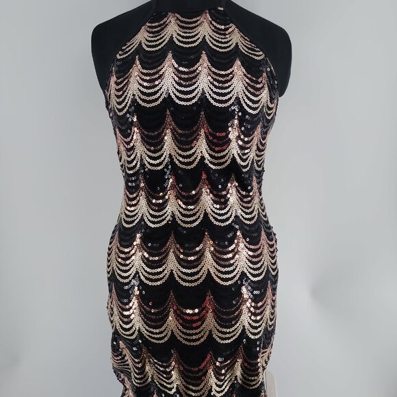 CRYSTAL DOLL SEQUIN HALTER GOWN (Size 7) - “Old Hollywood meets New Year’s Eve” - Picture 3 of 11